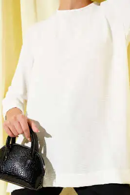 Ayrobin Duble Kol Tunik Beyaz - Tunik