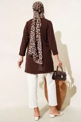 Ayrobin Duble Kol Tunik Kahve - Tunik