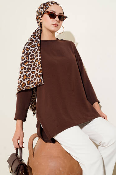 Ayrobin Duble Kol Tunik Kahve - Yılın Fırsatı