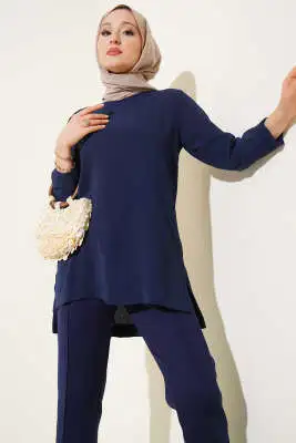 Ayrobin Duble Kol Tunik Lacivert 