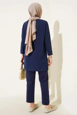 Ayrobin Duble Kol Tunik Lacivert - Tunik