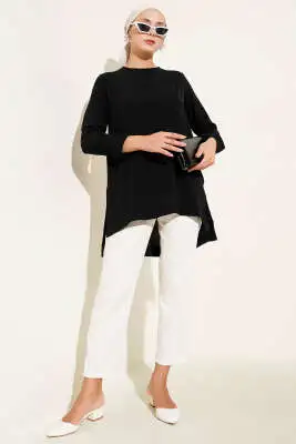 Ayrobin Duble Kol Tunik Siyah - Tunik