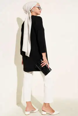 Ayrobin Duble Kol Tunik Siyah - Tunik