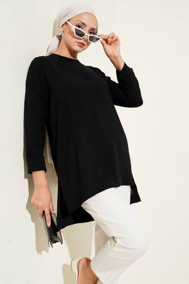 Ayrobin Duble Kol Tunik Siyah - Yılın Fırsatı