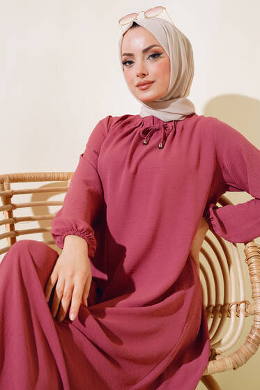 Ayrobin Geniş Elbise Gül Kurusu - Tesettür Elbise