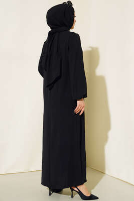 Ayrobin Geniş Elbise Siyah - Thumbnail