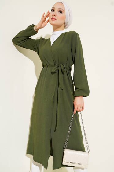 Ayrobin İçten Bağcıklı Hırka Haki - Hırka