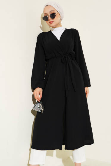 Ayrobin İçten Bağcıklı Hırka Siyah - Hırka