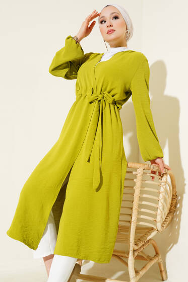 Ayrobin İçten Bağcıklı Hırka Yağ Yeşili - Hırka