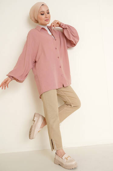 Ayrobin Salaş Gömlek Pudra - ÇOK SATANLAR