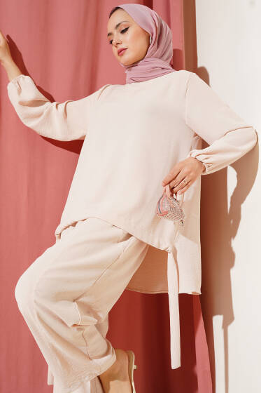 Ayrobin Şalvarlı İkili Takım Bej - İkili Takım