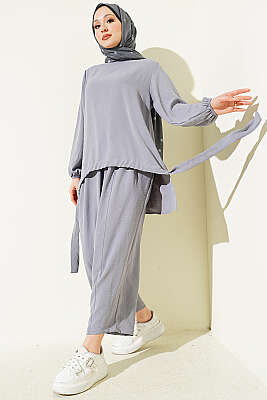Ayrobin Şalvarlı İkili Takım Gri 