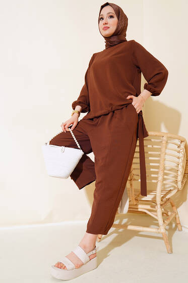 Ayrobin Şalvarlı İkili Takım Kahve - İkili Takım