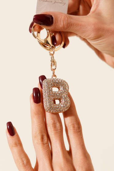 B Harfli Taşlı Anahtarlık - Günün Seçilenleri