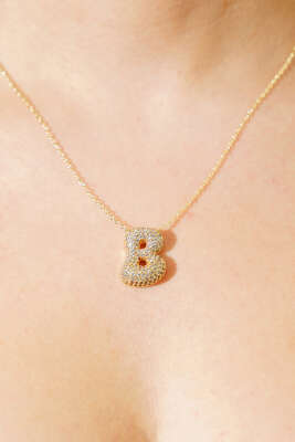 B Harfli Taşlı Kolye - KONYALI BİJUTERİ