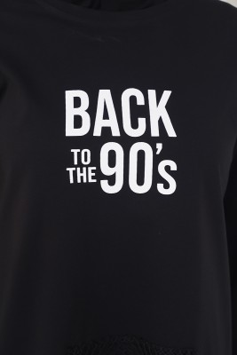 Back To The 90's Baskılı Siyah Tunik - Thumbnail