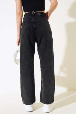 Baggy Arka Tokalı Kot Pantolon Siyah Orta Kar - Kadın Giyim Modelleri