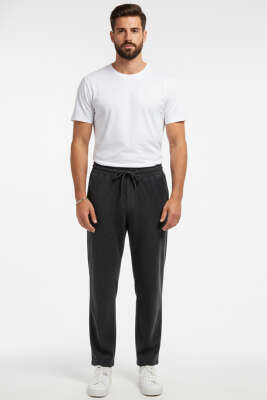 Baggy Bağcıklı Kadife Erkek Pantolon Siyah - Erkek Pantolon