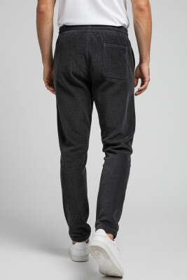 Baggy Bağcıklı Kadife Erkek Pantolon Siyah - Erkek Pantolon