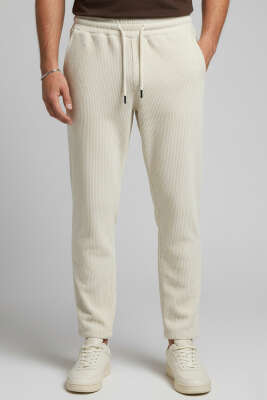 Baggy Bağcıklı Kadife Erkek Pantolon Taş - BY MAMİ