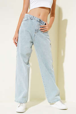 Baggy Bol Paça Kot Pantolon Açık Kar - Kadın Giyim Modelleri