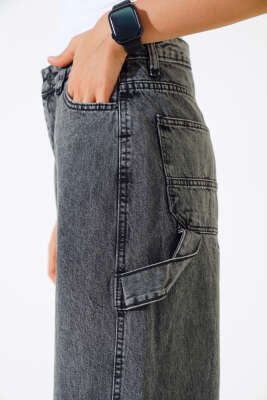 Baggy Bol Paça Kot Pantolon Gri Kar - Kadın Giyim Modelleri