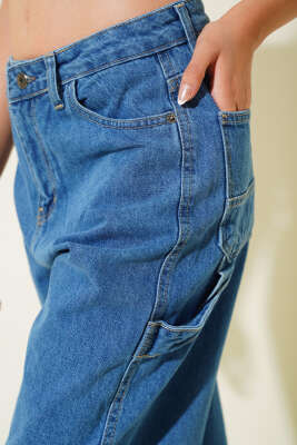 Baggy Bol Paça Kot Pantolon Orta Mavi - Kadın Giyim Modelleri