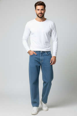 Baggy Erkek Kot Pantolon Açık Mavi - Erkek Pantolon