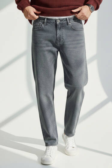 Baggy Erkek Kot Pantolon Gri - Erkek Pantolon