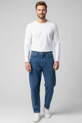 Baggy Erkek Kot Pantolon Mavi - Erkek Pantolon