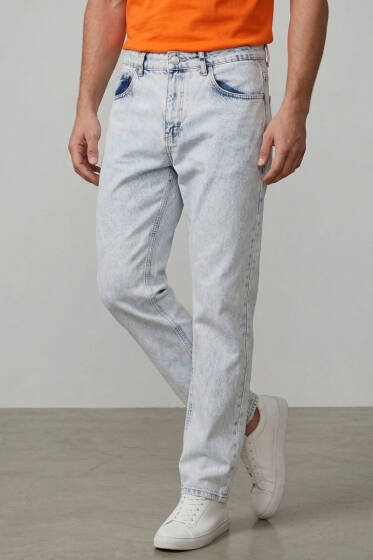 Baggy Erkek Pantolon Buz Mavisi - Erkek Pantolon