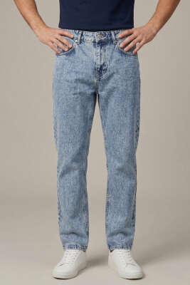 Baggy Erkek Pantolon Mavi Kar - Erkek Pantolon