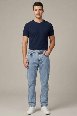 Baggy Erkek Pantolon Mavi Kar - Erkek Pantolon