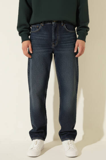 Baggy Fermuarlı Erkek Kot Pantolon Kahve Tint - Erkek Pantolon