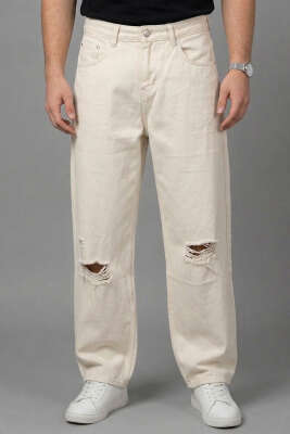 Baggy Fit Erkek Kot Pantolon Bej - GİESTO