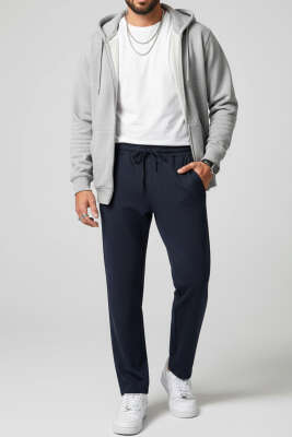 Baggy İp Bağcıklı Erkek Pantolon Lacivert - Erkek Pantolon