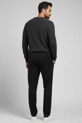 Baggy İp Bağcıklı Erkek Pantolon Siyah - Yeni Erkek Giyim