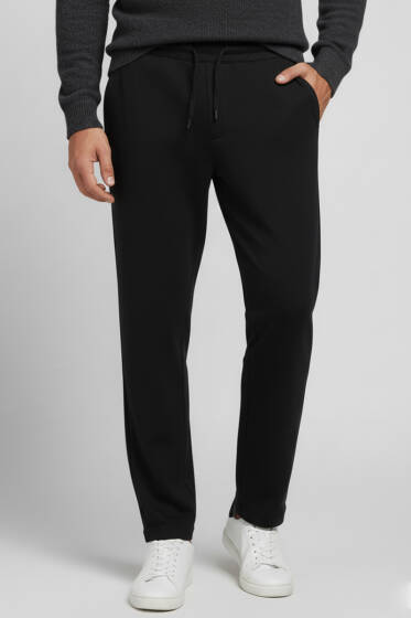 Baggy İp Bağcıklı Erkek Pantolon Siyah - Yeni Erkek Giyim