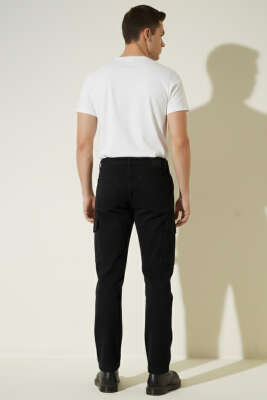 Baggy Kargo Cep Erkek Kot Pantolon Siyah - Erkek Pantolon