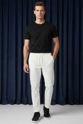 Baggy Keten Erkek Pantolon Ekru - Erkek Pantolon