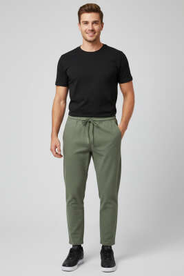 Baggy Keten Erkek Pantolon Haki - Erkek Pantolon