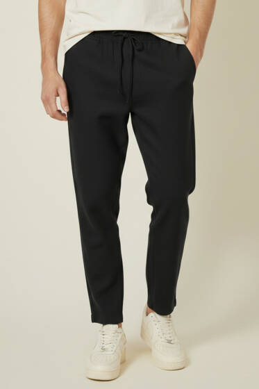 Baggy Keten Erkek Pantolon Siyah - Erkek Pantolon