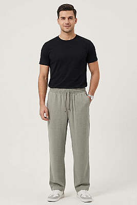 Baggy Tensel Erkek Pantolon Gri - Erkek Pantolon