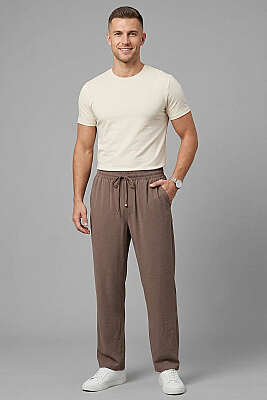 Baggy Tensel Erkek Pantolon Kahve - Erkek Pantolon