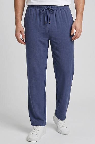 Baggy Tensel Erkek Pantolon Lacivert - Yılın Fırsatı