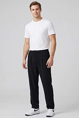 Baggy Tensel Erkek Pantolon Siyah - Erkek Pantolon