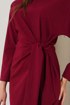 Bağlama Detaylı Elbise Bordo - Kadın Giyim Modelleri
