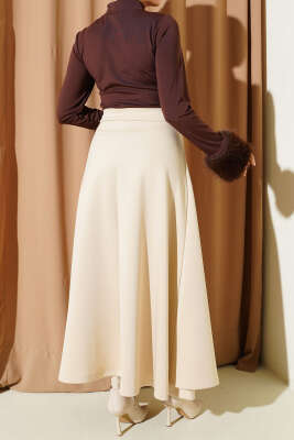 Bağlama Detaylı Scuba Etek Bej - Etek