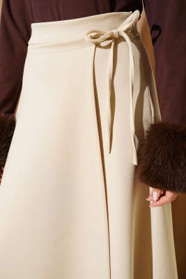 Bağlama Detaylı Scuba Etek Bej - Günün Seçilenleri