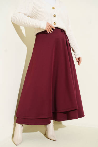 Bağlama Detaylı Scuba Etek Bordo - Günün Seçilenleri